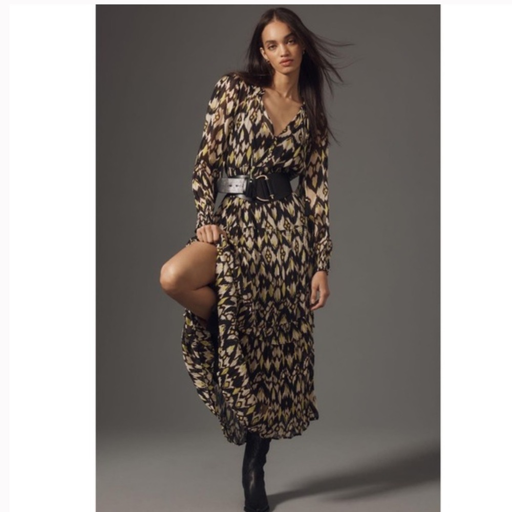 Anthropologie Marais Printed Chiffon Maxi Dress